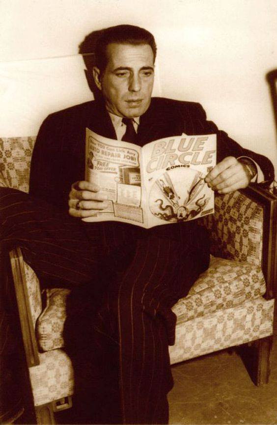 Humphrey Bogart reads Blue Circle Comics