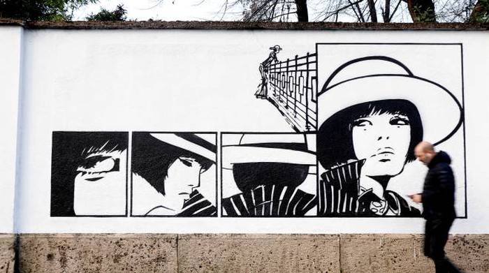 Valentina by Guido Crepax 400 m. of murales in Milan