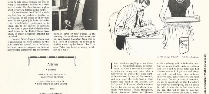 Leonard Starr and Mary Perkins menu